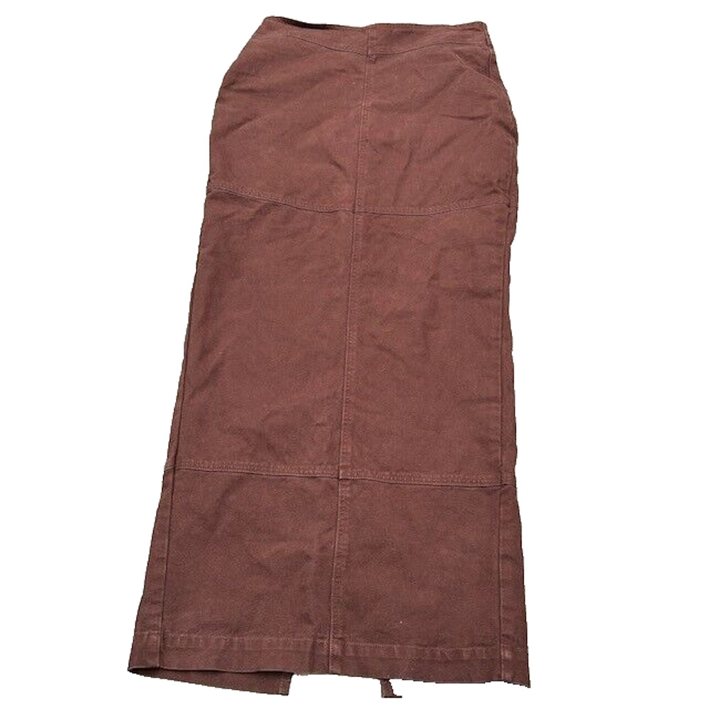 Naked Wardrobe The Canvas Maxi Skirt Back Slit V-Waist Cotton Dark Chocolate XL